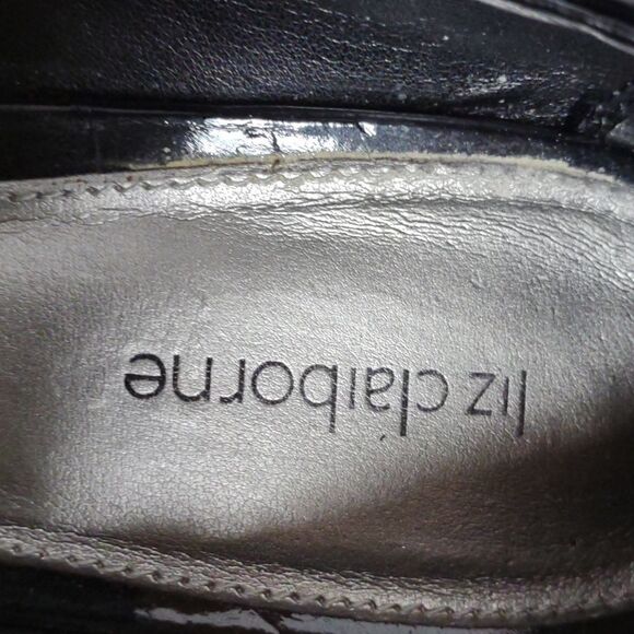 👍 Liz Black Leather Heels Size 10.   A2 - Picture 4 of 6